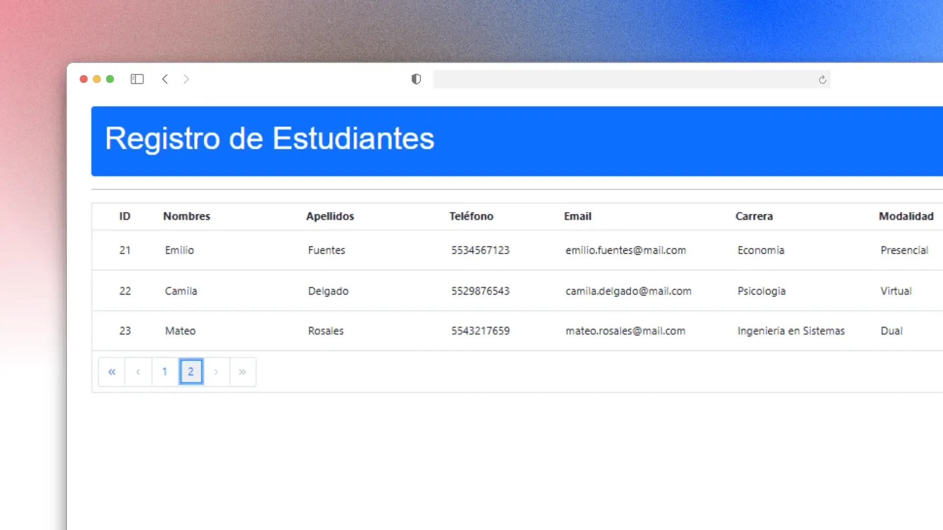 Sistema CRUD de Estudiantes preview